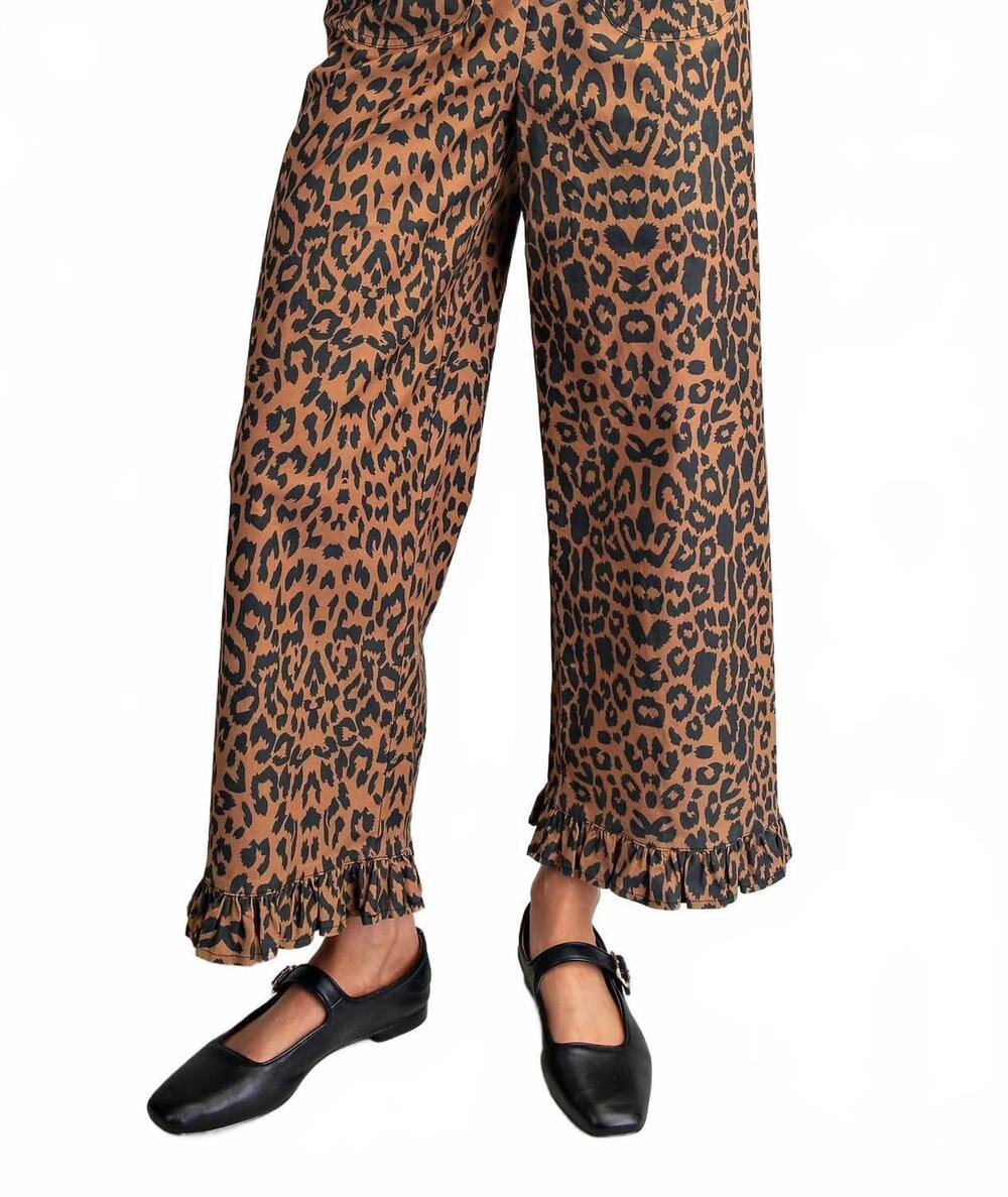 NEW EE:SOME ruffle hem pants in leopard